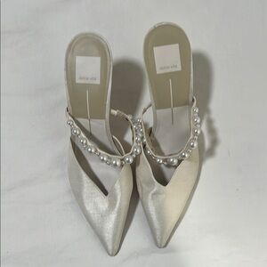 Dolce Vita Pearl Embellished Cream Heels